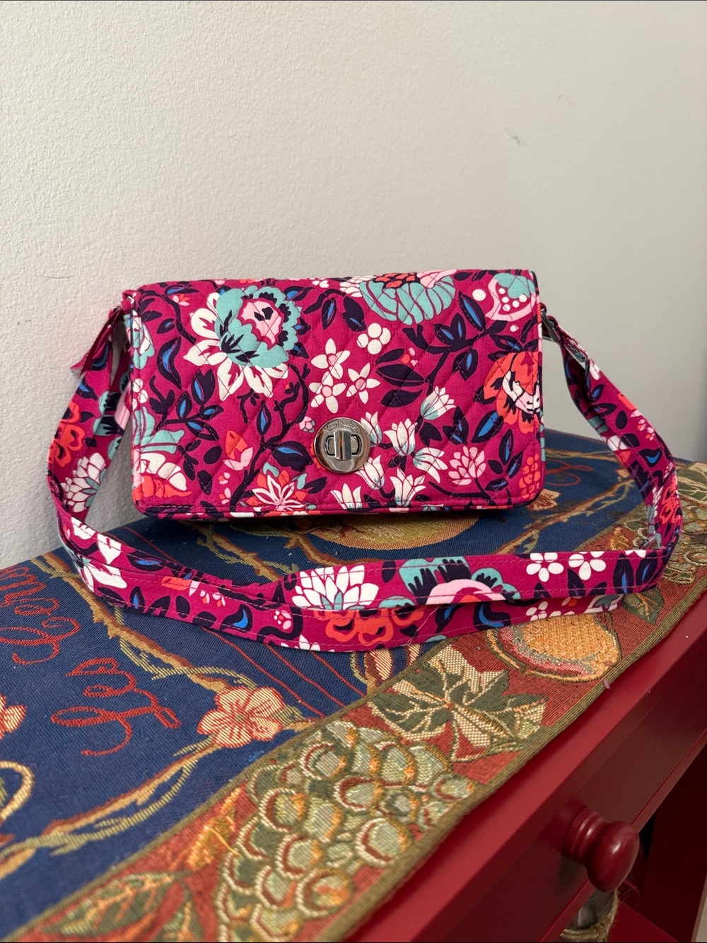 Vera Bradley Hot Pink Floral Quilted Crossbody